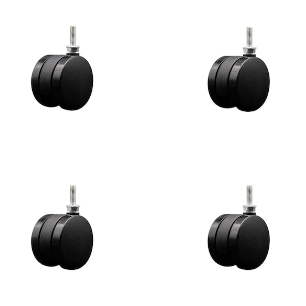 2-3/8'' Office Chair Casters Nylon Twin Wheel 5/16 Threaded Stem , 4PK